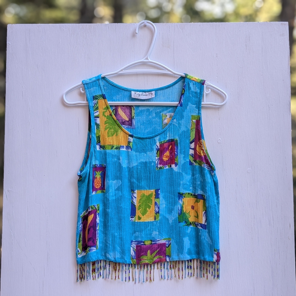 Key Lime Pie Vintage Fringe Tank Crop-Top